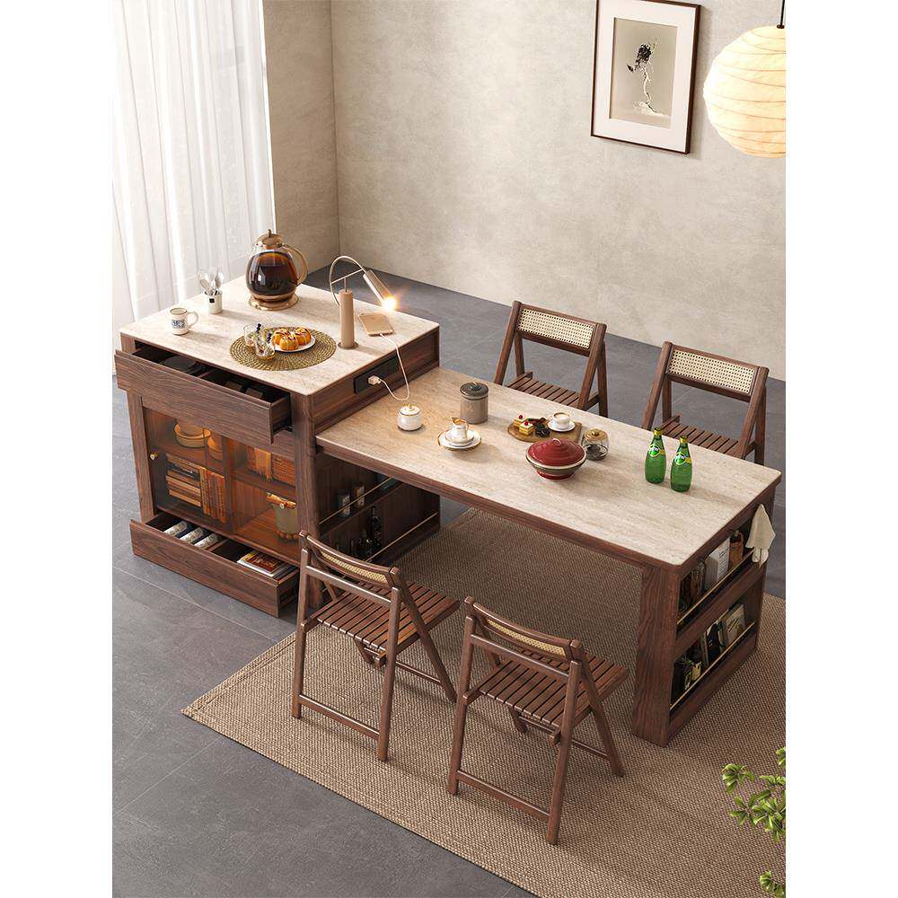 AL8岛餐桌吧一体家用可伸缩台简约岩板厨房B2220T台实木两用