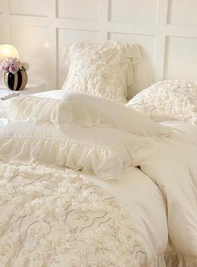 公主轻风蕾丝花边被式套床单4法奢高档1a112a11240支长绒全棉纯棉