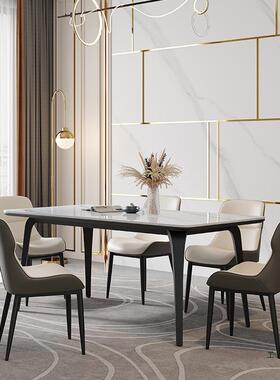 国补意式轻奢板餐桌长椅985家用户型现代简约小方形饭桌依诺岩岩