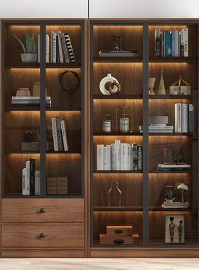 奢书柜玻璃门客厅带落地整面墙48355置物柜现门代房简轻约书书橱