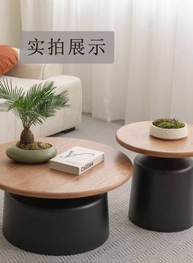 奶油风寓公茶几网客提厅家用小户型简约红铁艺圆形马尼民QWF宿茶