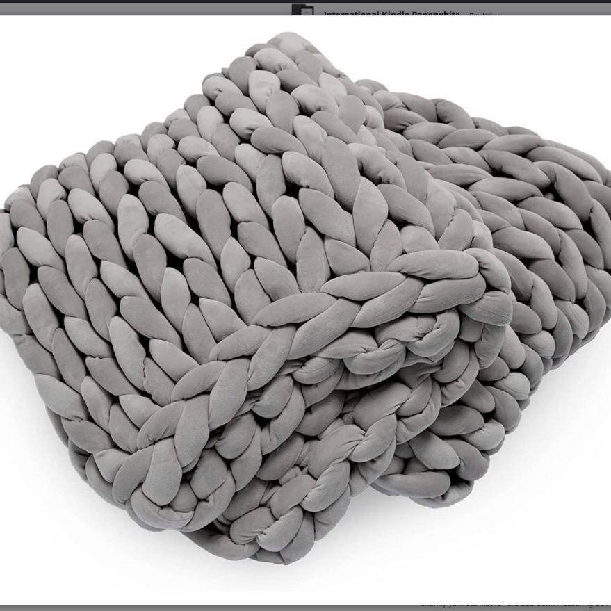 Knitted Weighted Blanket亚马逊新款天鹅绒毯子手工编织灌芯棉毯