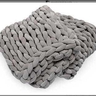 Knitted Weighted Blanket亚马逊新款天鹅绒毯子手工编织灌芯棉毯