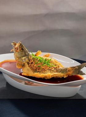 陶瓷纯简约鱼炉白创意蜡烛加形热保温异规则中厨不蒸大鱼VTQ长条