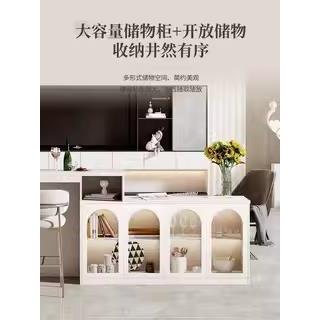 客厅家用吧台桌一体简约现背靠柜隔柜238断岩板餐边柜餐轻沙奢桌