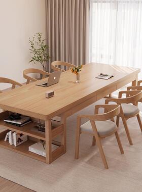 实作木带抽屉FVF大书客厅家用台双人学习创桌多功能意书法桌桌