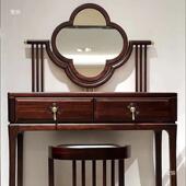 新金中式 乌台木梳妆卧室现简代约实木收336纳台化妆桌梳妆桌凳家