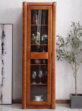 跨酒柜高柜单门小户型客厅储餐IIR物墙玻角边窄柜置物架带境