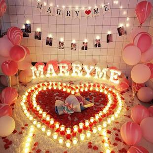 求婚道具浪漫场景布置678创套意品表白用间室内餐装 饰网红情人房