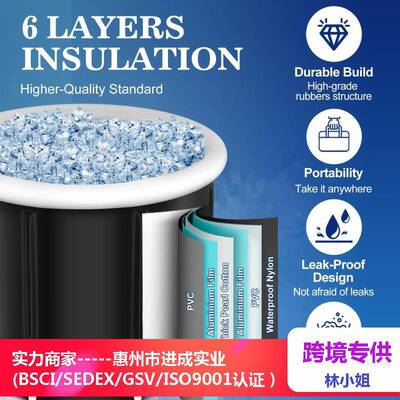 有磨具90CJC-20221大号桶冷水按摩圆形浴运动员疗伤便携M式折叠冰