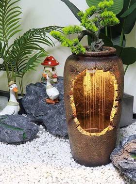 流水陶罐组合贴田墙摆件户外庭院新中式意创园循环水thlznloj造景