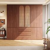 拉藤编工艺衣柜家免用卧室中风分段式 古实木手橡木衣橱储物收530