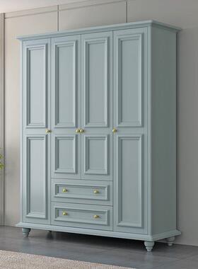 美式乡村大衣柜家纯色简约实木衣橱带顶柜卧用室带抽89394小屉柜
