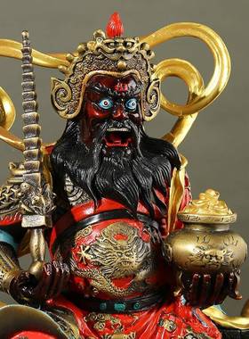 家神彩铜武神270赵公明像家用摆件骑虎黑脸财神像厂店财铺五路