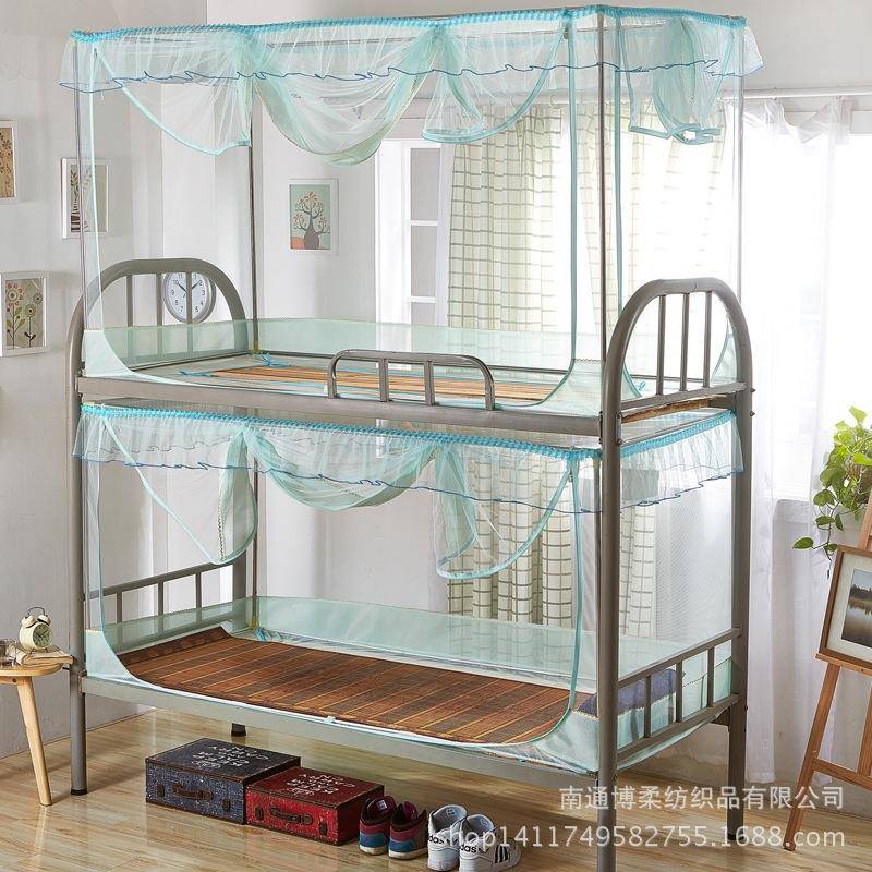 新款锈学生蚊蚊帐遮防蚊坐式拉链方帐不钢支架宿舍上下铺光375单