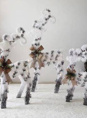 新款圣诞节用品7厘米18332饰0厘0米装发光植绒圣诞树鹿节日道具摆