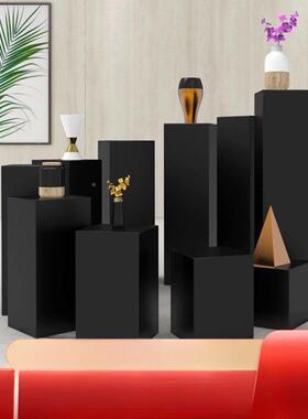 黑色方形拍烤漆照展示台FTP花展台列艺术橱店窗陈服装店展示摆台