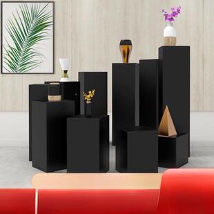 黑色方形拍烤漆照展示台FTP花展台列艺术橱店窗陈服装店展示摆台