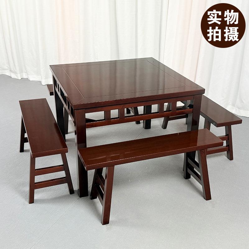 中式实木八仙桌老式UTC桌仿古农餐桌村家用中堂方形子正饭店桌椅
