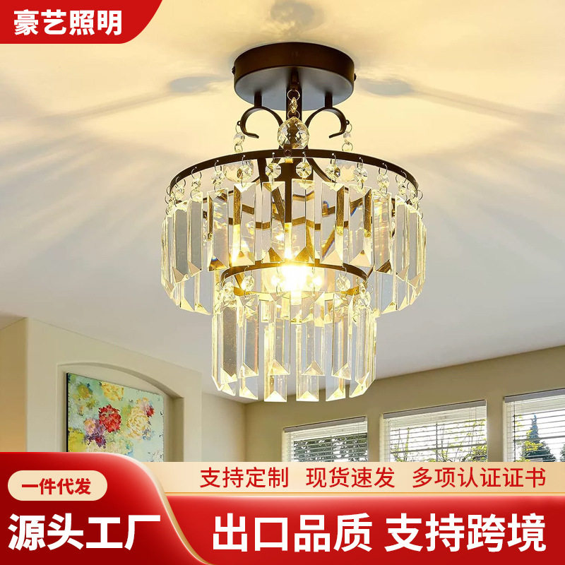 欧式水晶轻奢单头吊灯亚马逊热卖客厅卧室餐厅创意中山灯具灯饰