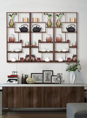 直降博古中VTN式实木挂墙多宝阁书架客厅现架代首加厚茶壶架展示