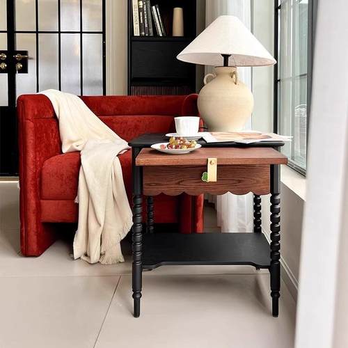 法复客厅边几沙古发物置柜角几ZW502美式实木床头式柜全实木北美