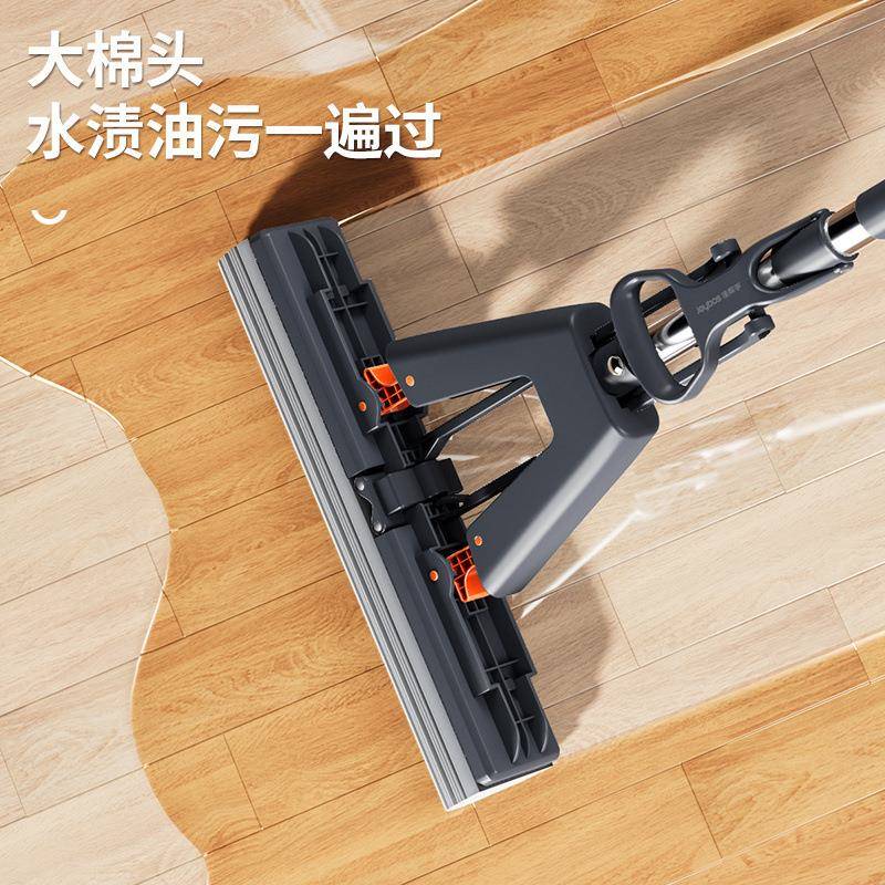 新款对折式海棉拖马免手一洗吸水懒人家用拖地拖720净带把桶亚逊