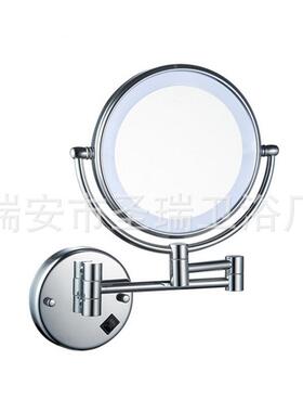 圣佳圆形化妆镜不锈钢铜化妆带灯LE灯现代卫生间OLZ浴室D厕所瑞镜