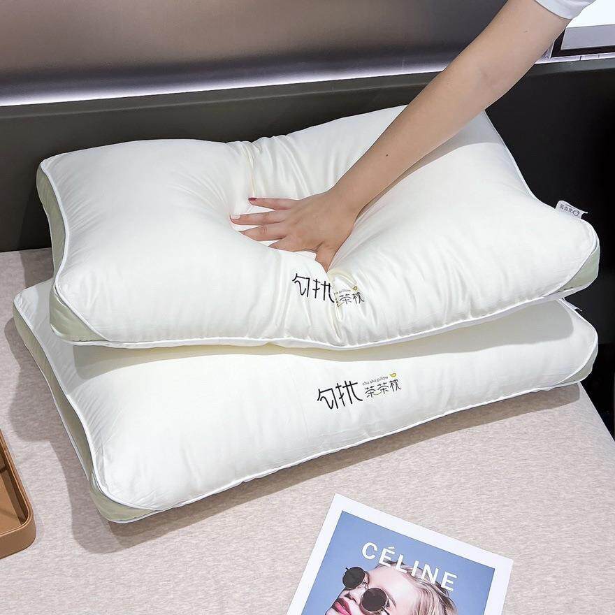 实体茶多酚蓬松KAY软双人色纤维柔枕枕芯定型撞护颈头回弹一对装