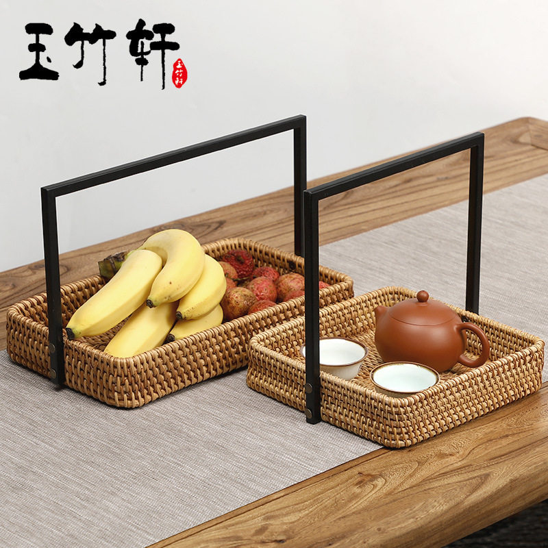 手工藤编铁艺竹编复古提篮