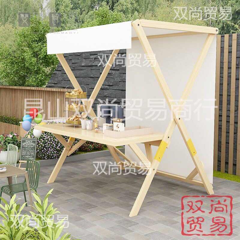 实木可折叠移动摆摊促销架