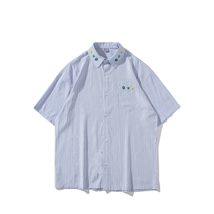 酒酿丸子ALOHA 复古港风薄荷曼波情侣条纹衬衫 # 为何偏偏喜欢你