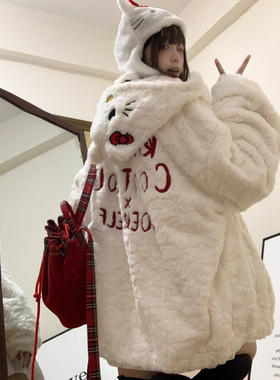 TUDOU土豆猫奶呼呼kt猫羊羔毛可爱外套女冬季2025新款凯蒂猫棉服