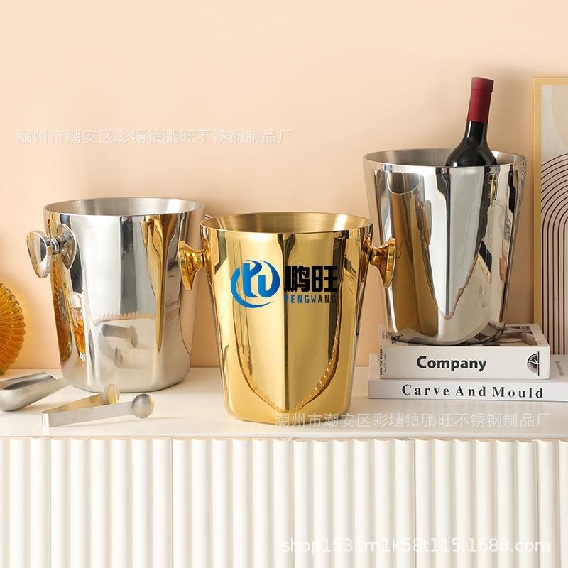 UCC家不锈钢冰桶吧连架冰粒酒桶带脚架豪华红酒桶欧式用香槟桶架