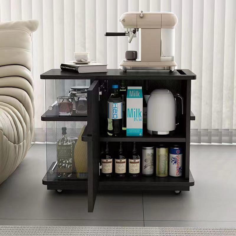 小家用可移动茶水带柜LCZ边轮几客厅沙发侧边几小推车实木茶几多