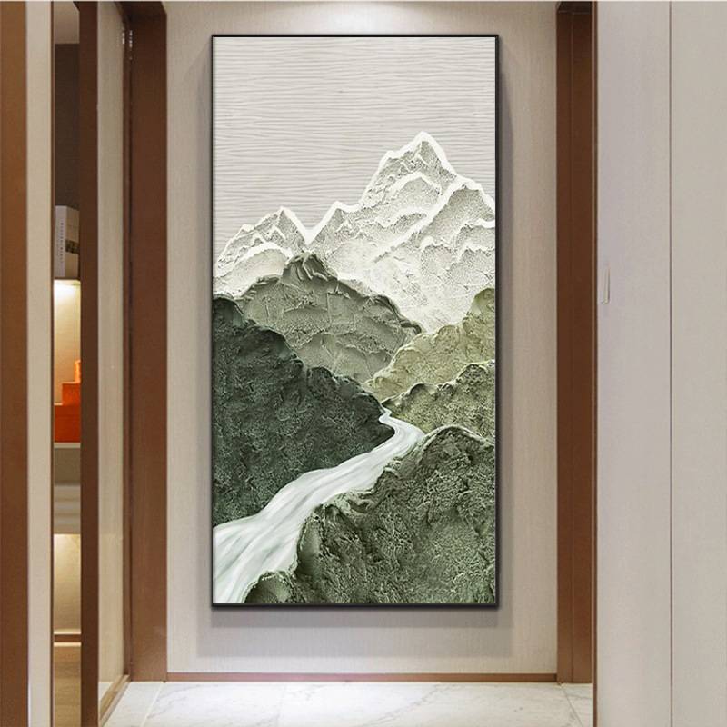 纯手绘砂岩肌理画立体玄关装饰画竖版走廊过道轻奢大气入户玄幻图片