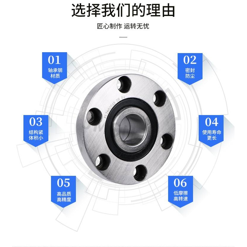 法兰式机床丝杠轴承FL760203P5DB/760204/760205/760206/DH/P42RS