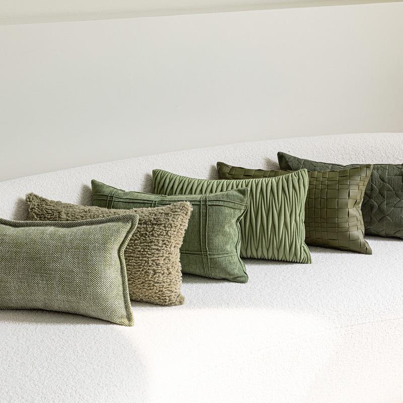 6B76一森绿色系腰枕抱XUP枕发客厅沙靠简约腰枕形车用办公室垫长