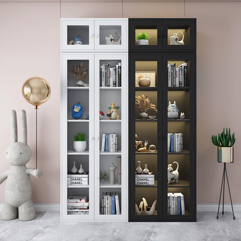 铁艺书柜带玻璃门儿示童落地架物书旭蜜-SG展柜防尘客厅收纳置架