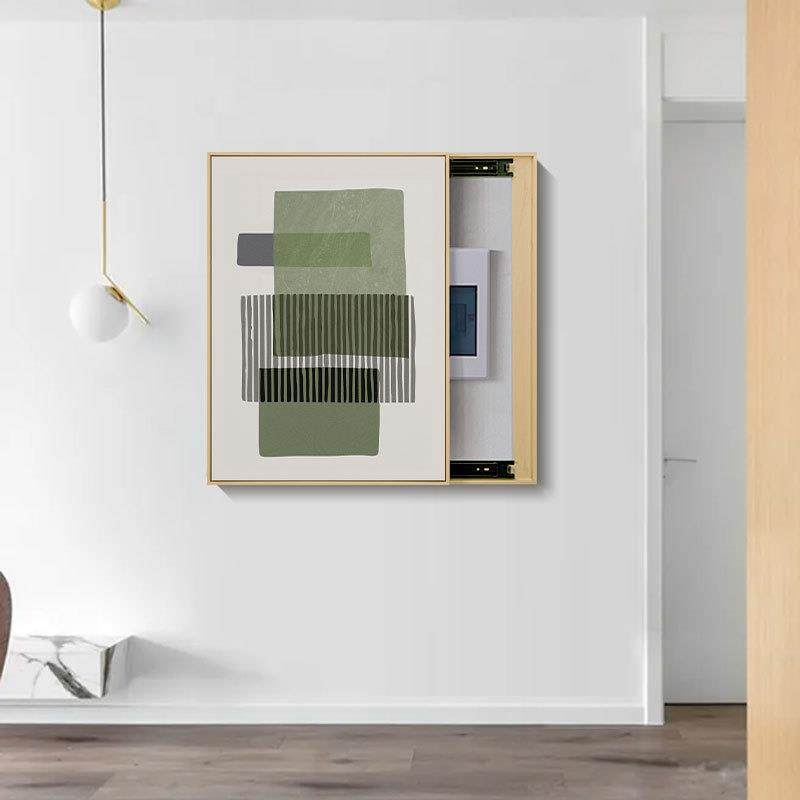 北欧抽象线条电表箱装饰画竖版可推拉遮挡配电箱挂画绿色小清新,家居饰品,现代装饰画,淘宝优惠券,粉丝福利购,淘宝优惠卷