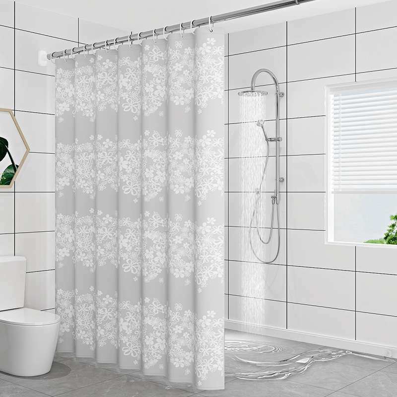 卫生间加厚peva浴帘防水防霉浴帘杆套装防水布免打孔浴室隔断窗帘