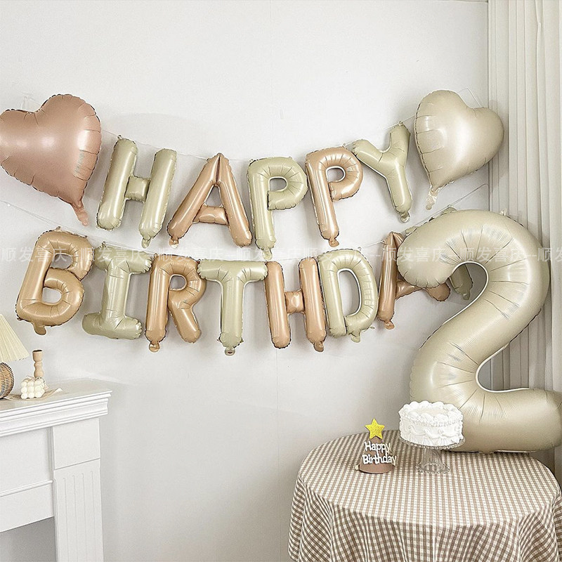 速发生奶快景字母气球日油焦糖色数字宝对背乐墙布置拍照道具