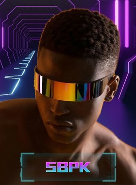 速发未来幻技感赛博科科男墨蹦迪rer款镜个性嘻哈帅气发光