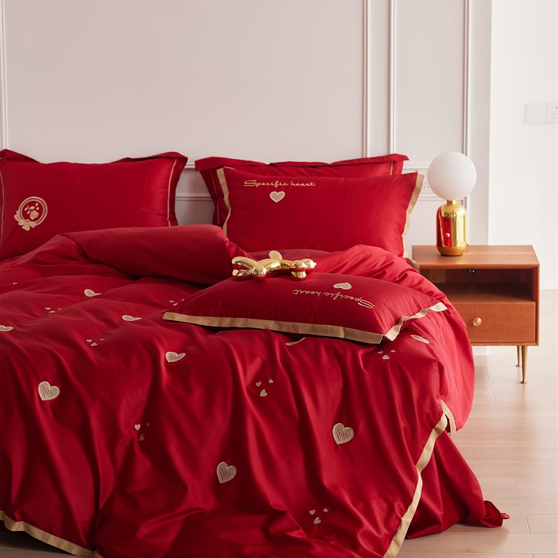 速发新婚祝福棉高端贡全缎!婚庆四件套结婚中式喜庆婚嫁