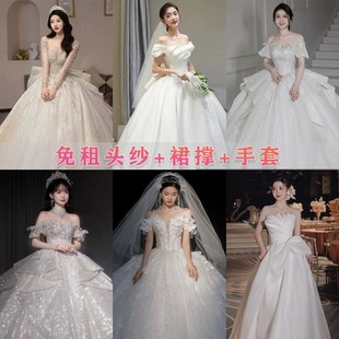 速发婚纱租赁20婚齐新款新娘轻主纱重工4地拖尾小个子结2礼服