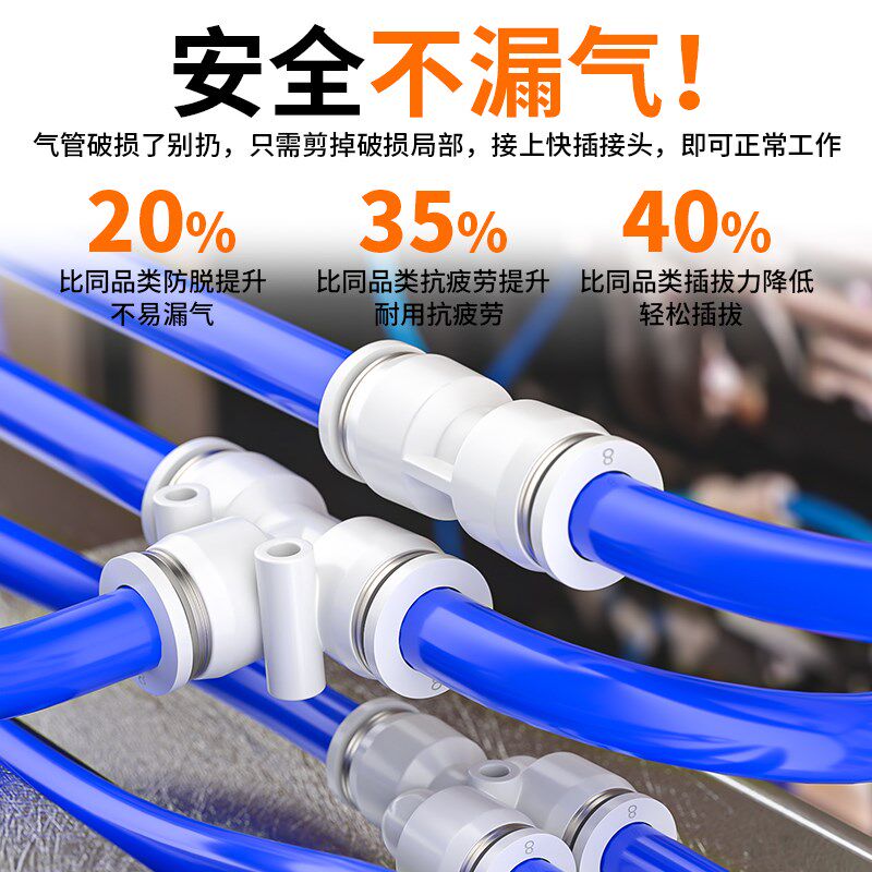 速发气管快速接头气动快插直通PU变径PG三通PE弯头四通气路配件6/