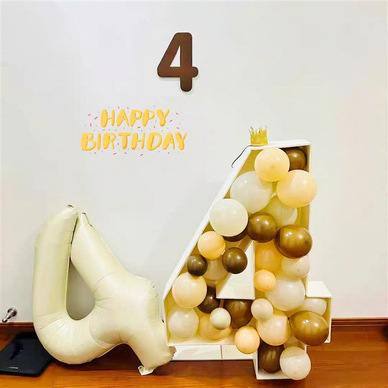 现货生日氛围用品KT板数字气球造型盒立I体框架泡沫板背景生日婴