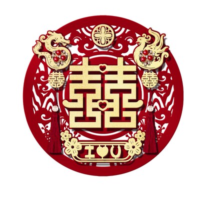 速发囍字贴纸喜字贴结婚植绒立体婚房布置装饰大门贴入户门饰房门