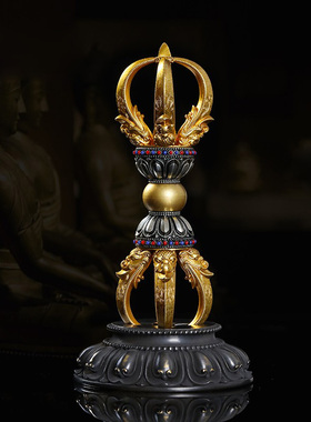 速发供铜藏式五金金刚杵家用黄奉尼泊尔工艺摆件供具带底座股刚纯