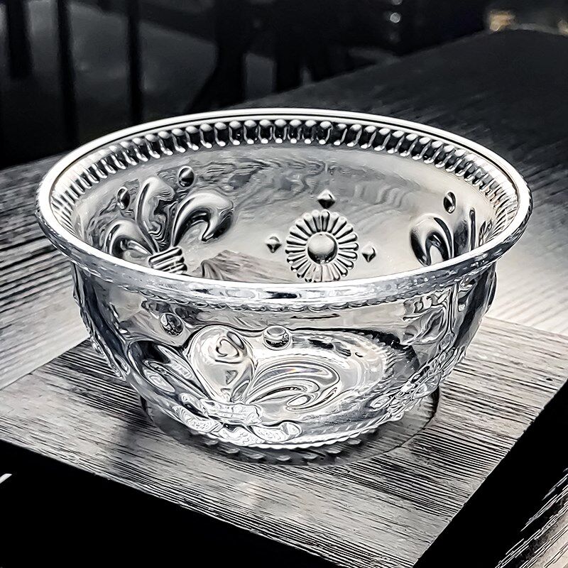 速发水晶玻璃碗家用好看漂亮水果甜品小碗饭碗高级感餐具级耐高温